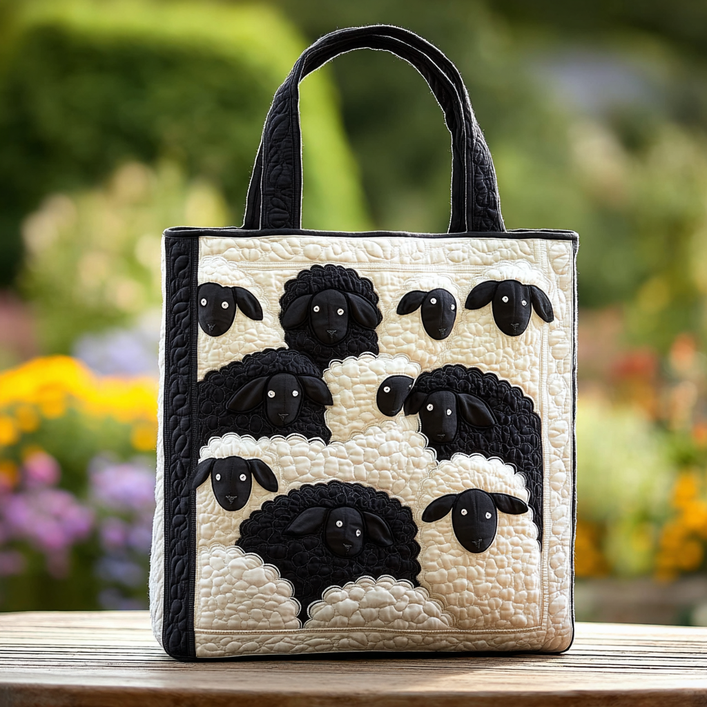 Lovely Sheep Quilted Tote Bag Popular Designer Totes Black Sheep Gift Set