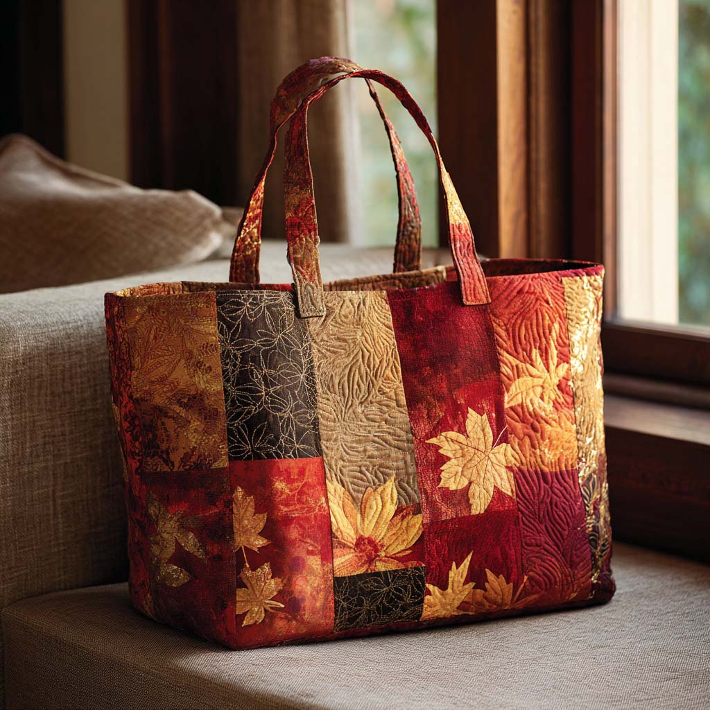 Maple Glow Quilted Tote Bag Tote Bag Shoulder Sunflower Items For Gifts