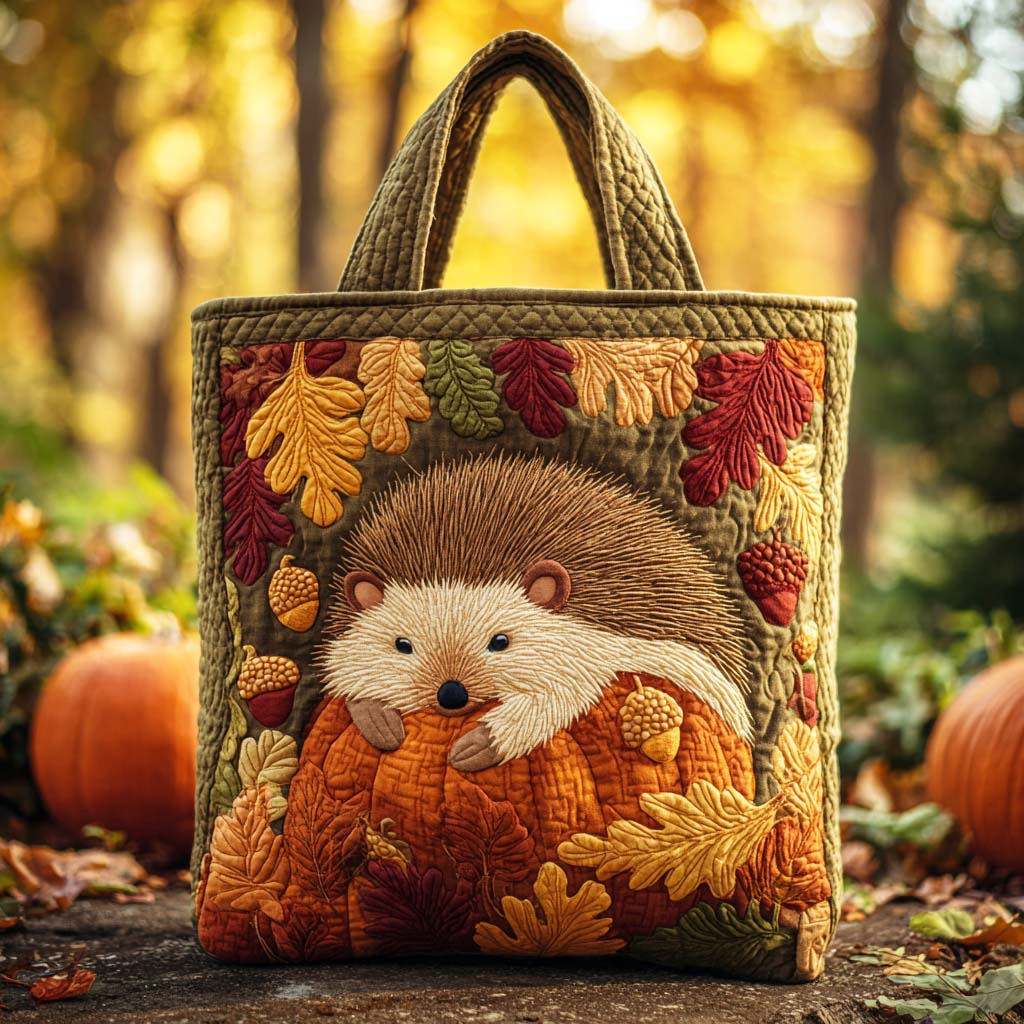 Maple Grove Hedgehog Quilted Tote Bag Best Shoulder Bags Cute Fall Gifts For Girlfriend
