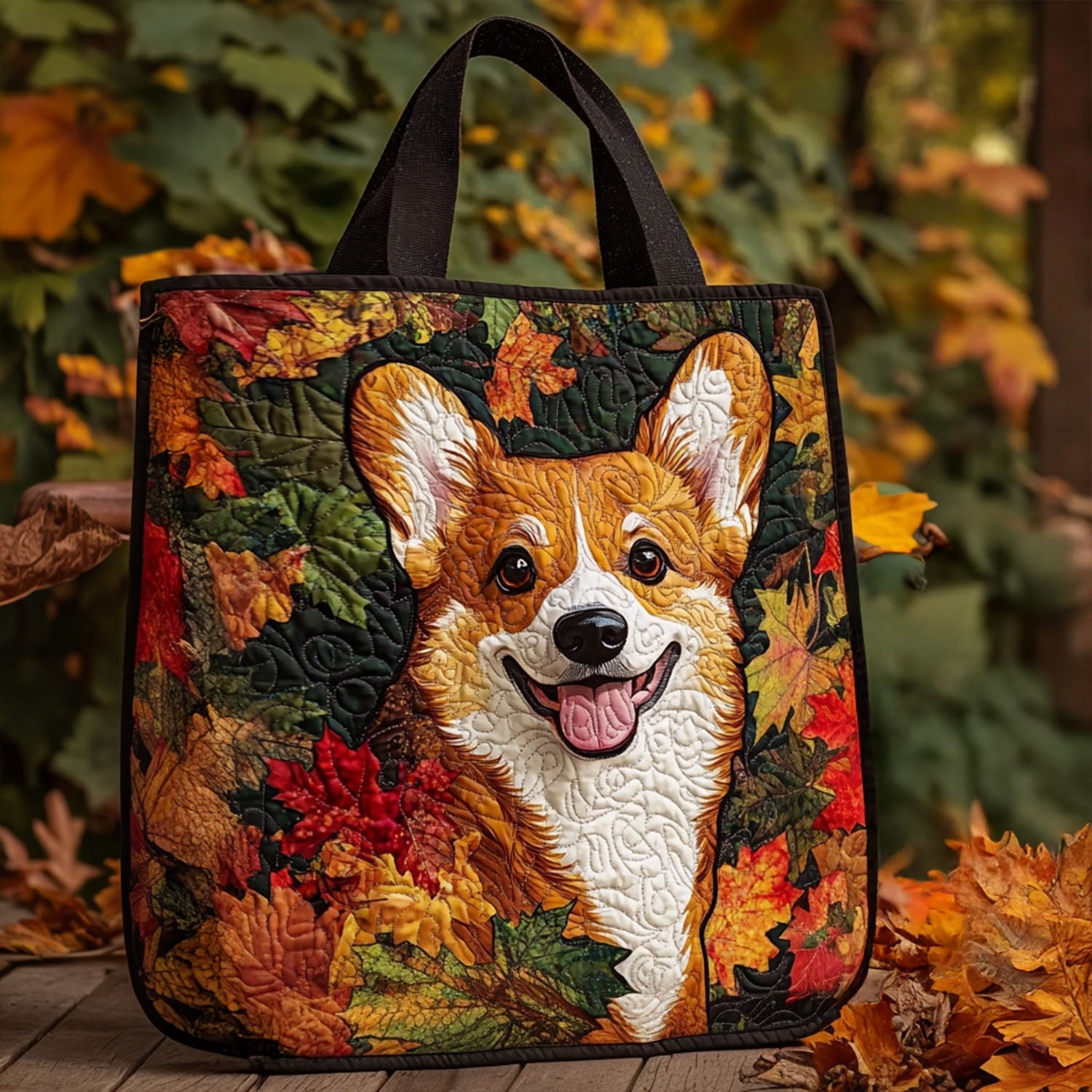 Maple Leaf Corgi Quilted Tote Bag The Perfect Tote Bag Corgi Dog Gifts
