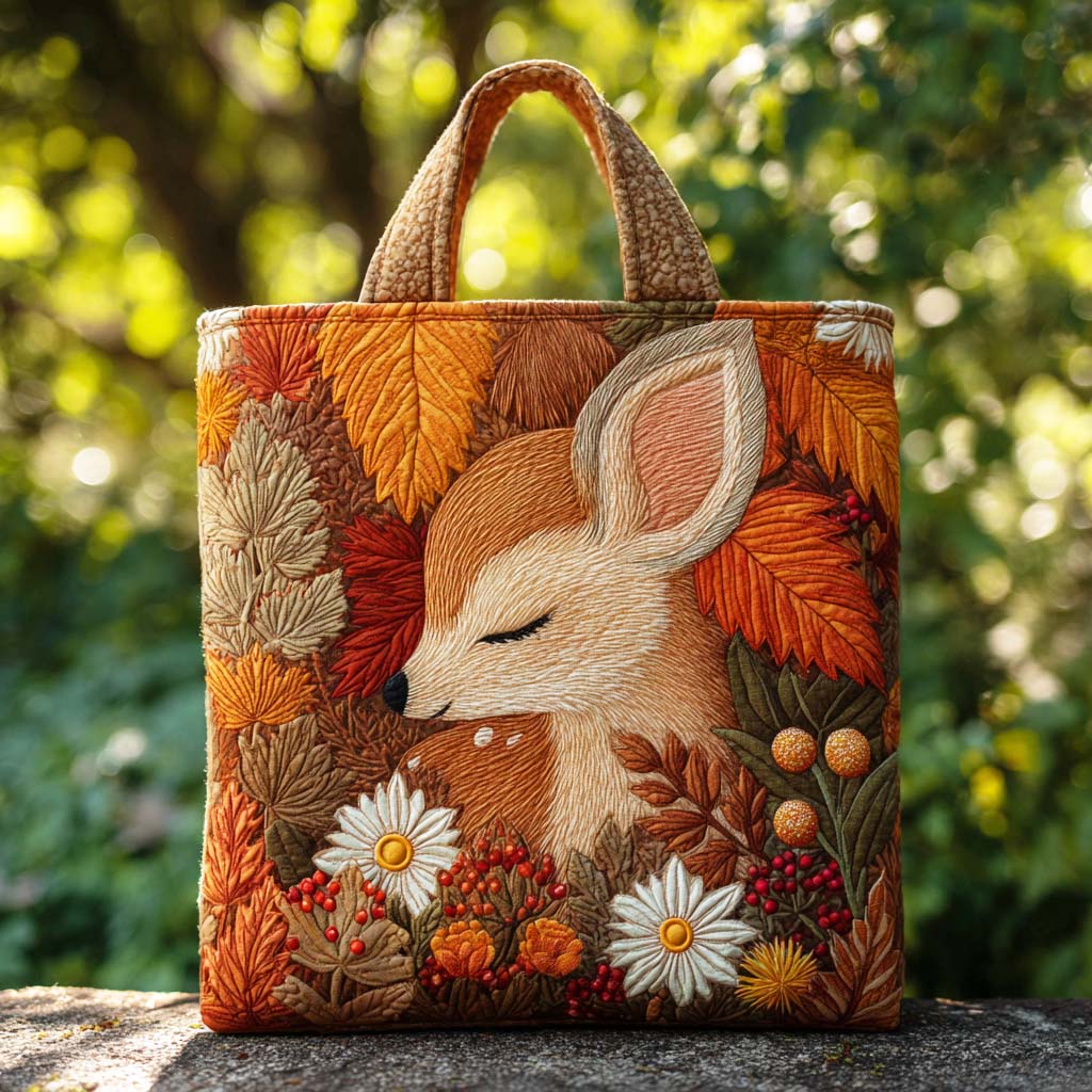 Maple Meadow Deer Quilted Tote Bag Most Popular Shoulder Bags Autumn Gift Ideas