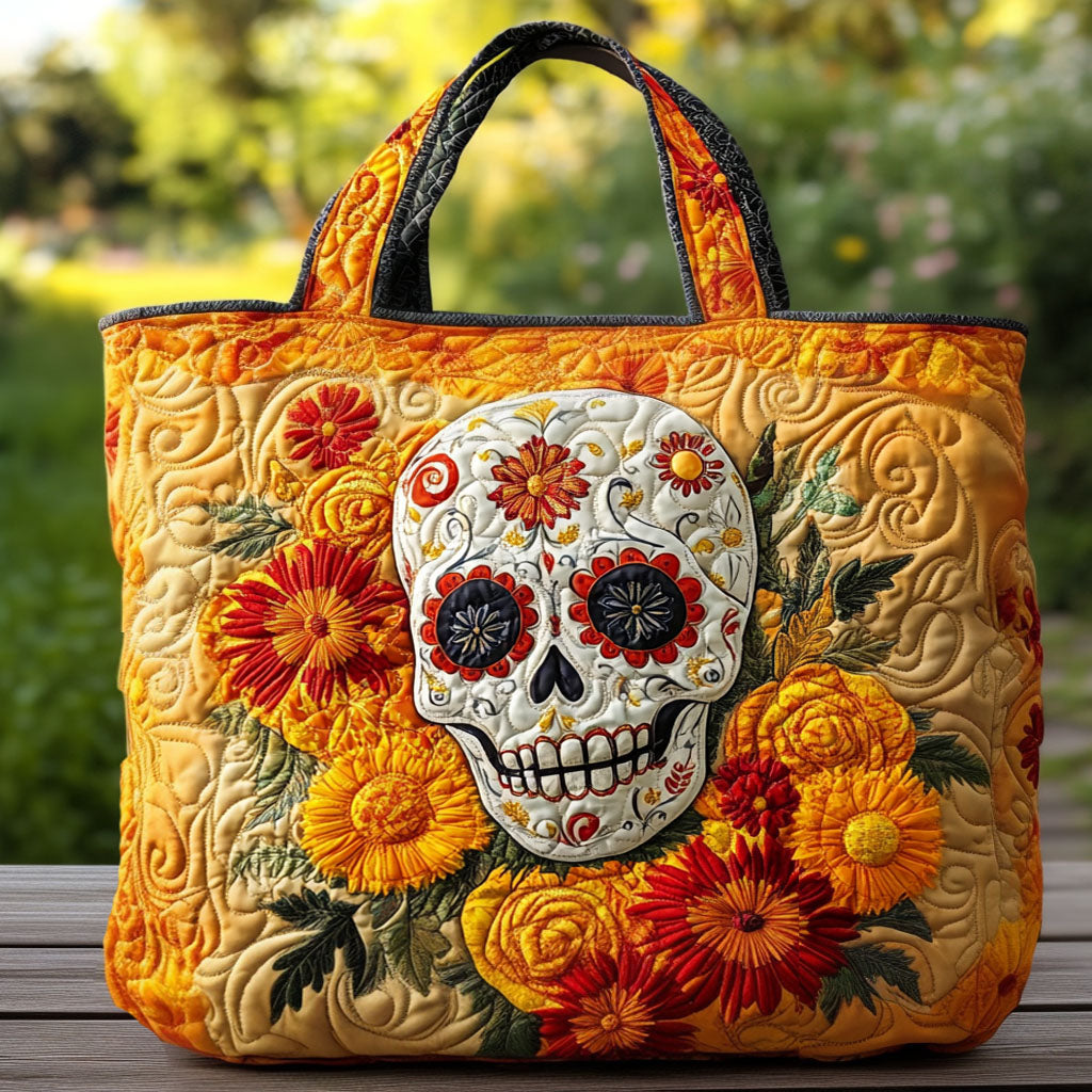 Marigold Magic Quilted Tote Bag Cute Tote Bags Day Of The Dead Gifts For Mum