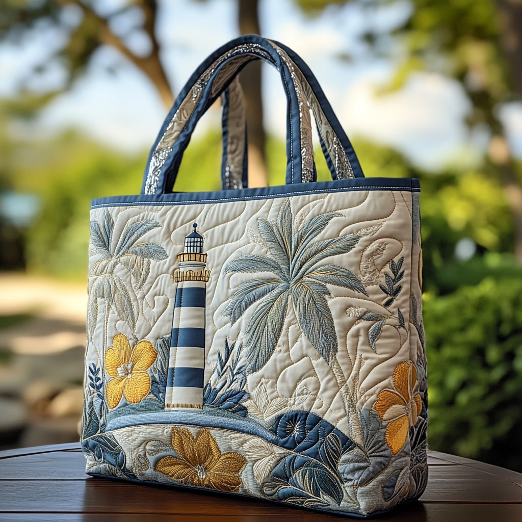 Marine Tower Quilted Tote Bag Work Totes For Women Lighthouse Gifts For Her