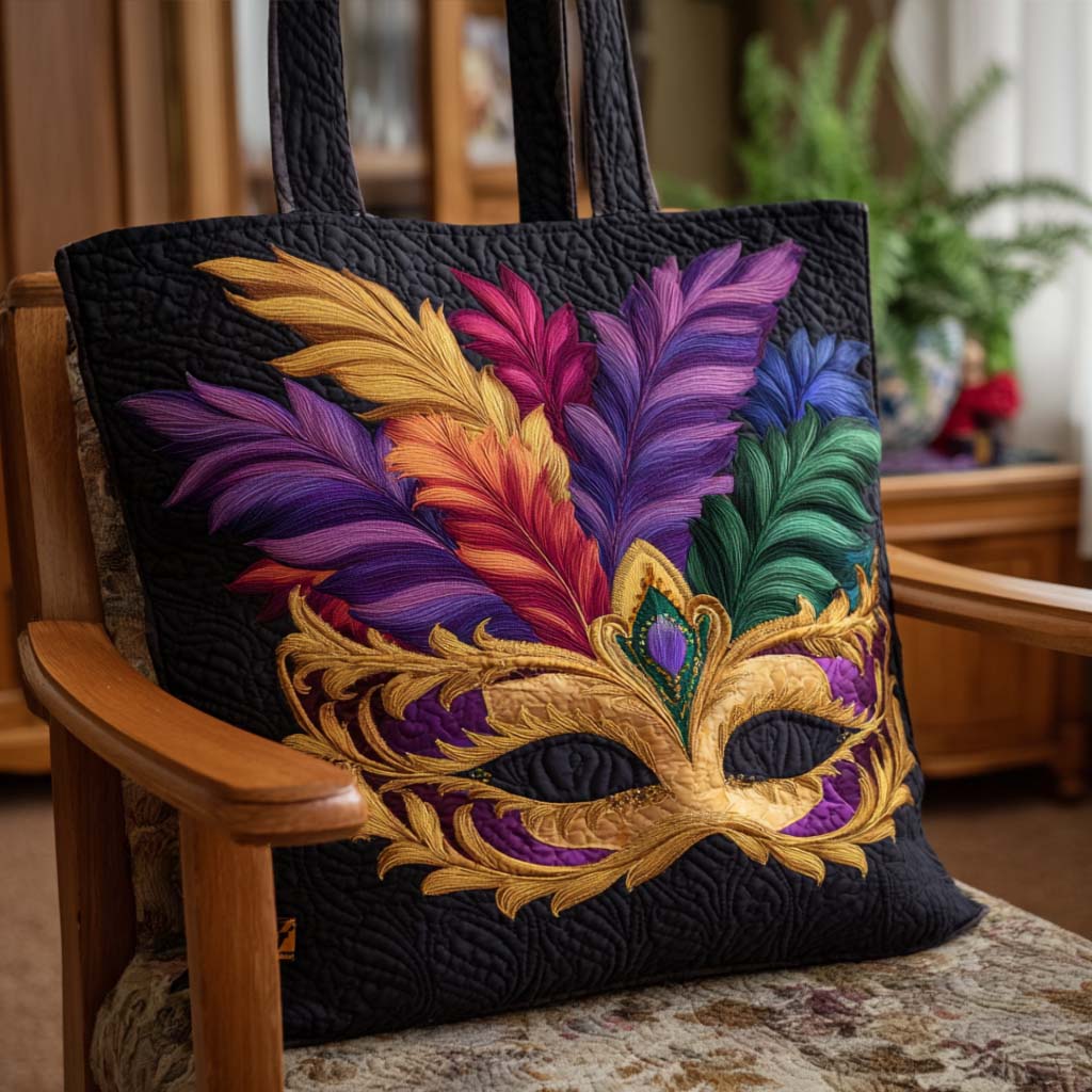 Masked Joy Quilted Tote Bag Perfect Tote Bag Mardi Gras Gifts Items