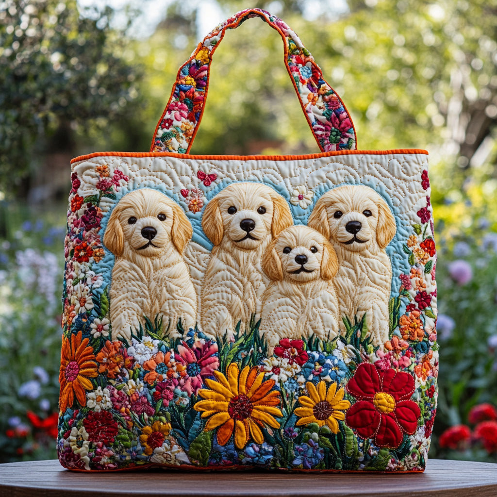 Meadow Joy Quilted Tote Bag Best Mom Tote Bag Presents For Golden Retriever Owners