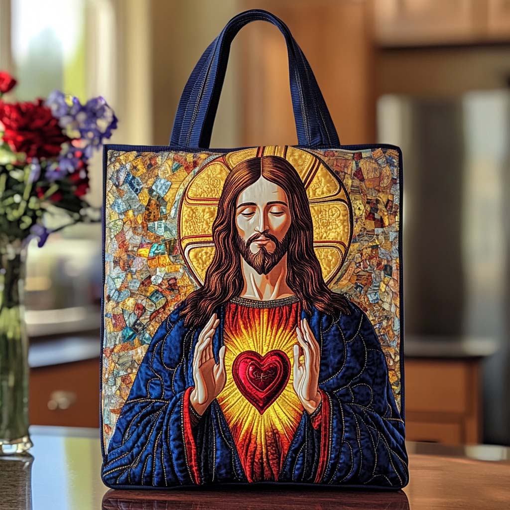 Merciful Savior Touch Quilted Tote Bag Cool Tote Bags For Women Christian Mother's Day Gifts