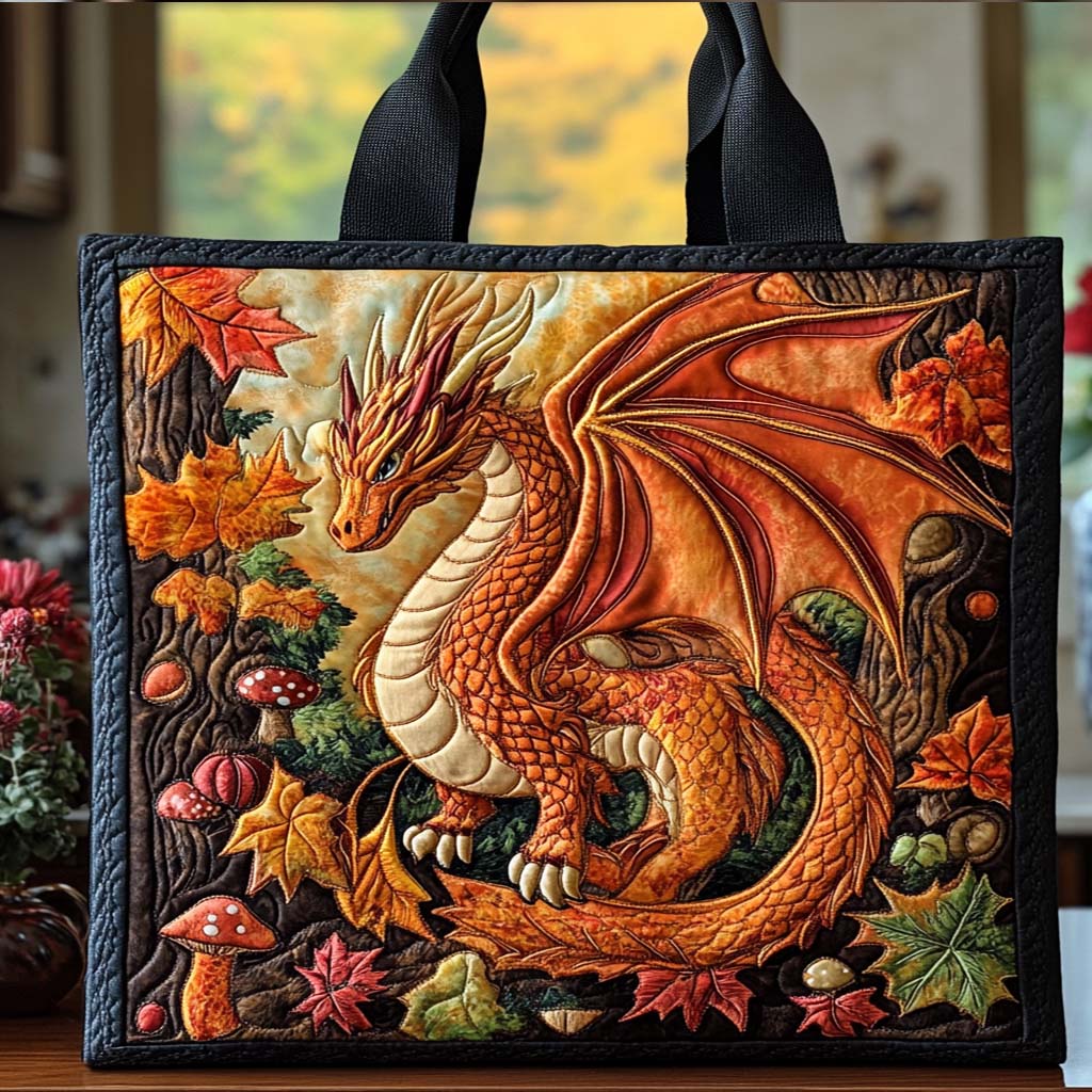Midnight Dragon Sky Quilted Tote Bag Top Tote Bags Unusual Dragon Gifts