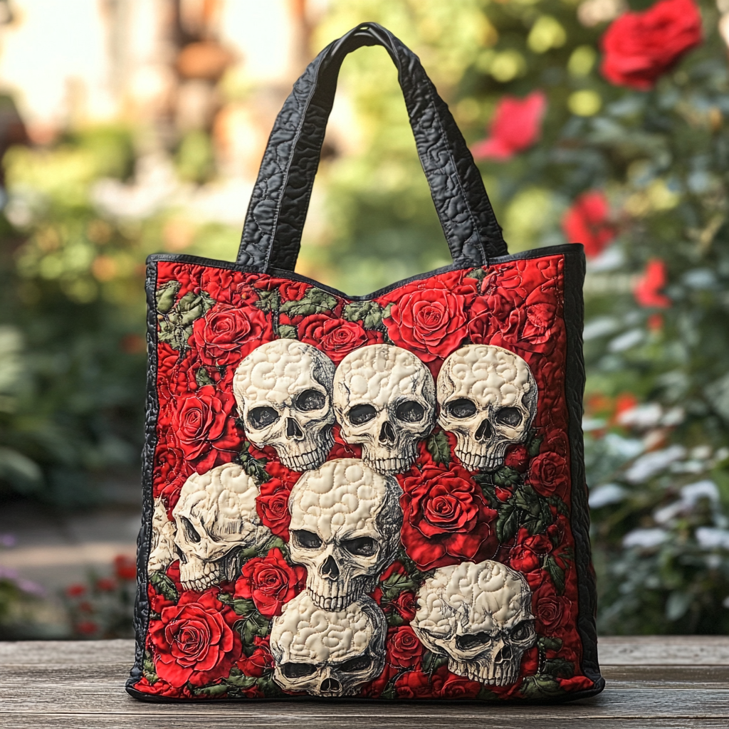 Midnight Glow Quilted Tote Bag Tote Bag Shoulder Gifts With Skulls On Them