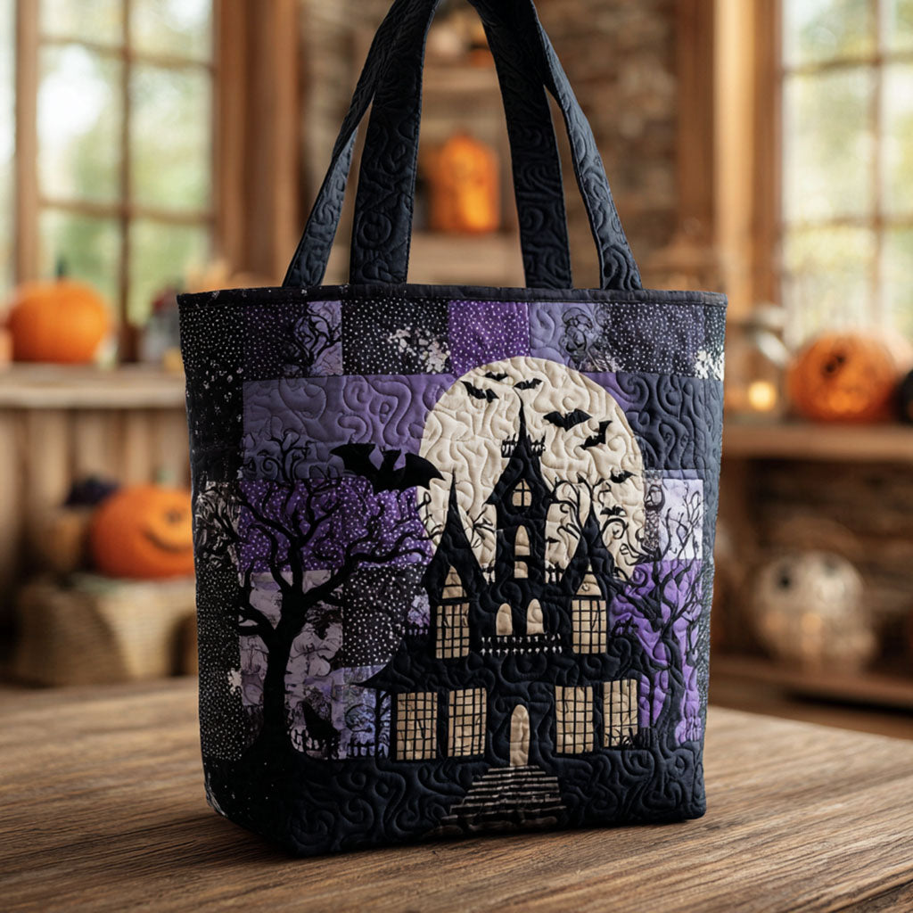 Midnight Haunt Quilted Tote Bag Womens Handbag Halloween Gifts For Teens