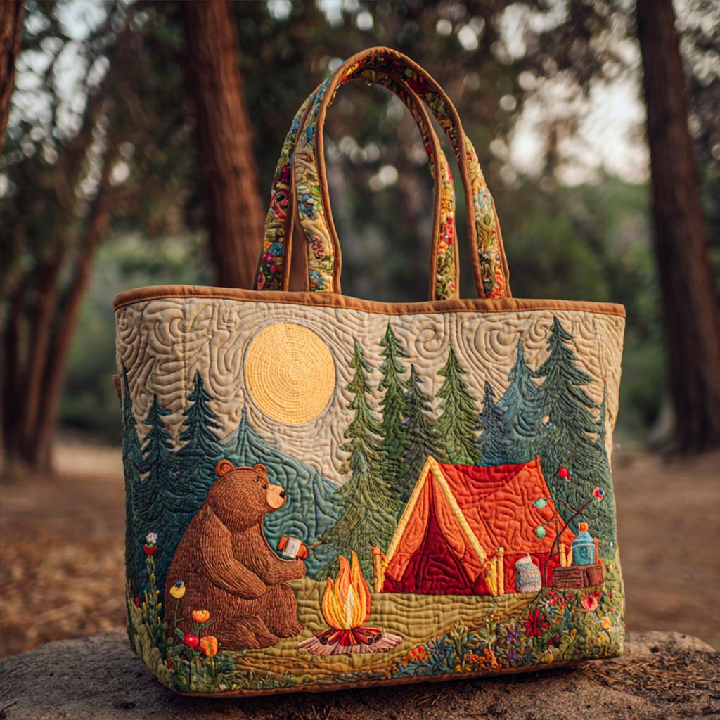 Midnight Tent Tales Quilted Tote Bag Work Totes For Women Great Camping Gifts