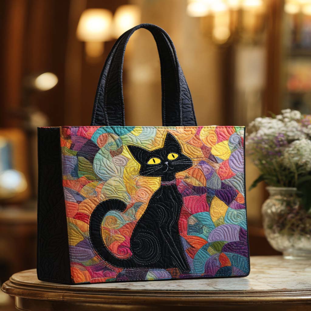 Midnight Whiskers Quilted Tote Bag Best Mom Tote Bag Themed Cat Presents