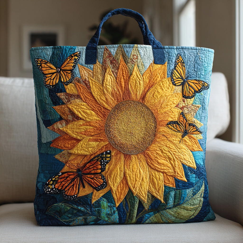 Monarch Sunflower Quilted Tote Bag Popular Womens Tote Bags Sunflower Gifts For Her