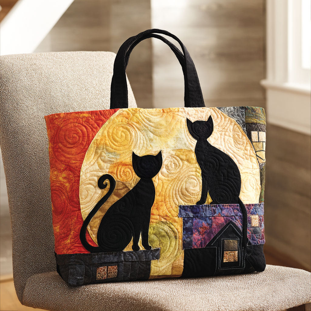 Moonbeam Cat Quilted Tote Bag Popular Womens Tote Bags Gifts For Black Cat Owners