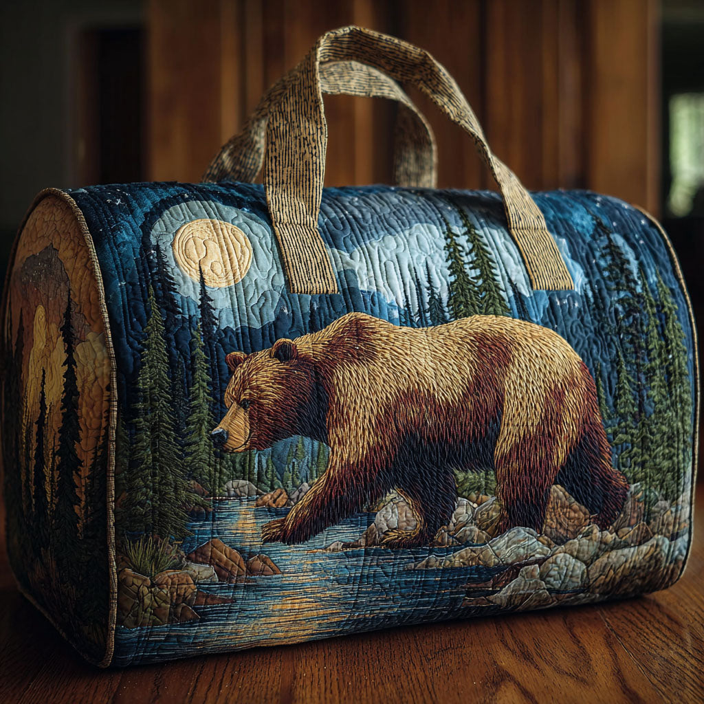 Moonlit Grizzly Quilted Duffle Bag Ladies Travel Duffel Bag Best Gifts For Her