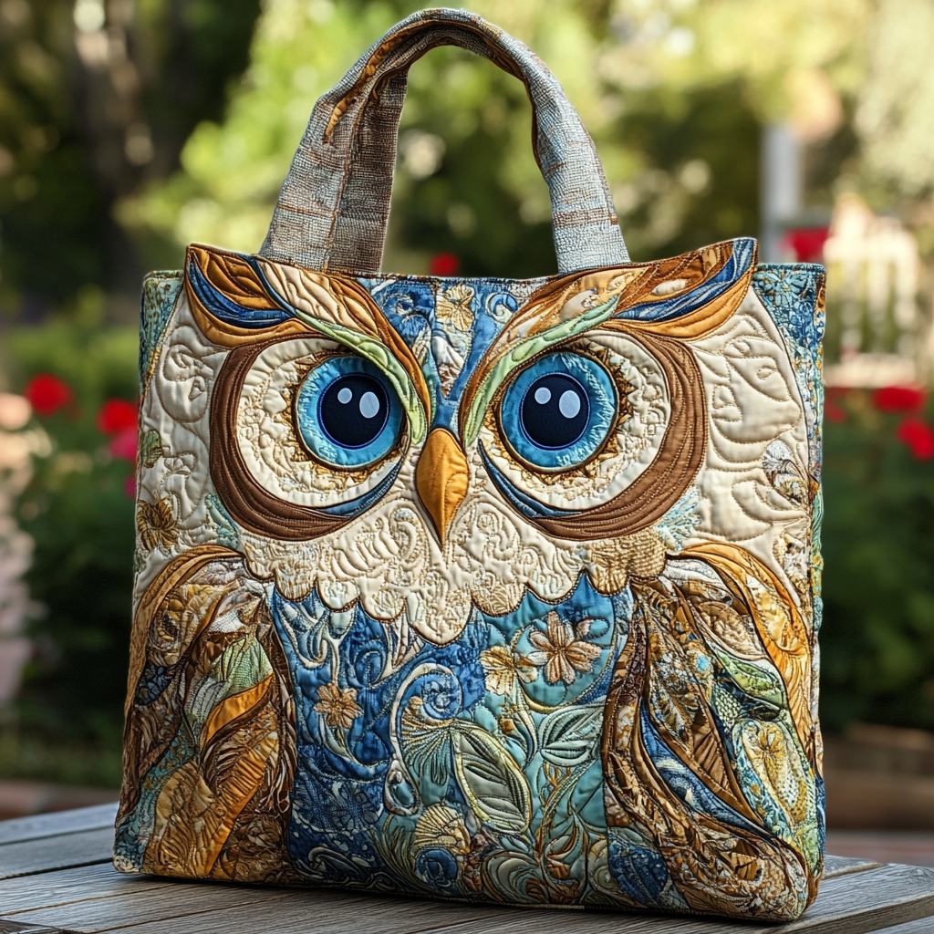 Moonlit Owl Quilted Tote Bag Best Shoulder Handbags Owl Items For Gifts