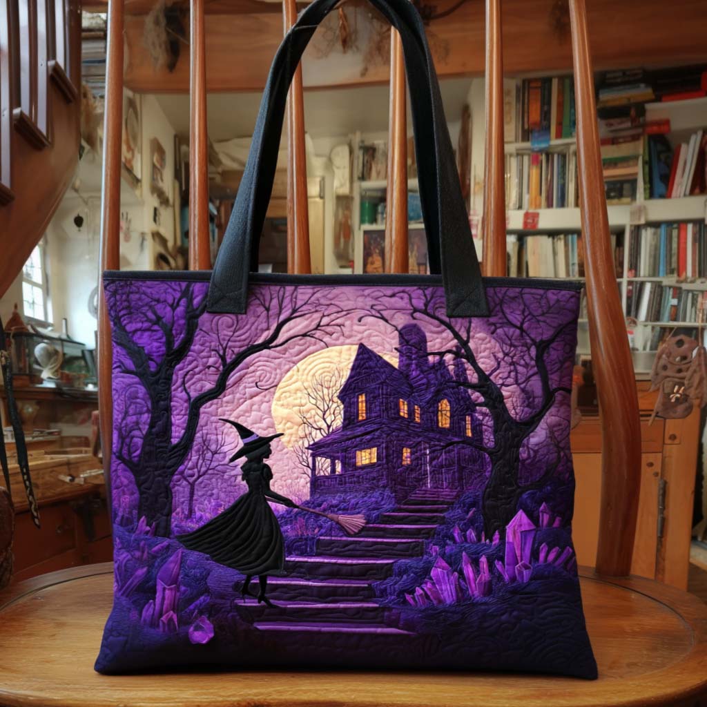 Moonlit Trickery Quilted Tote Bag Top Tote Bags Halloween Gift Ideas For Adults
