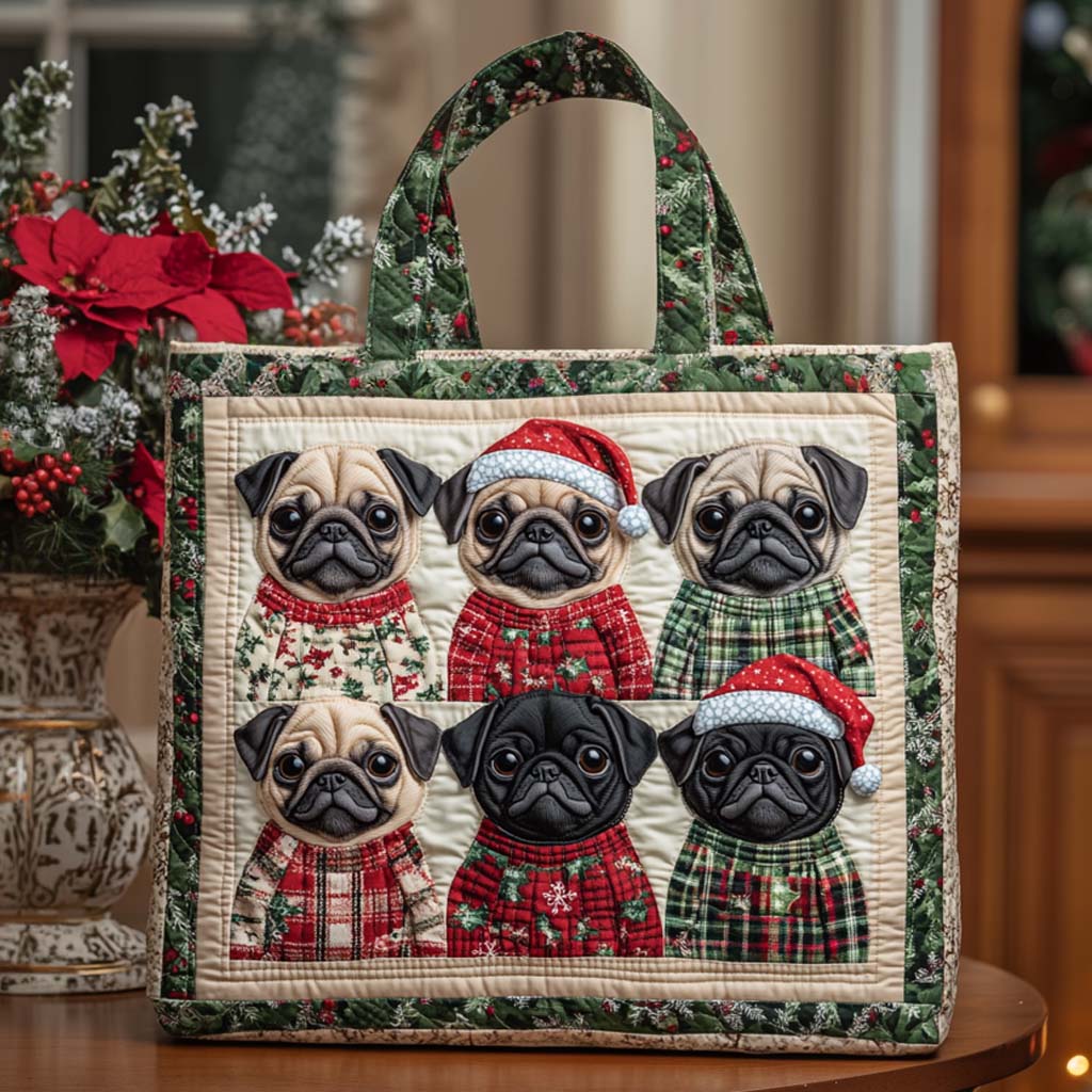 Mops Magic Quilted Tote Bag Cool Tote Bags For Women Pug Gift Items