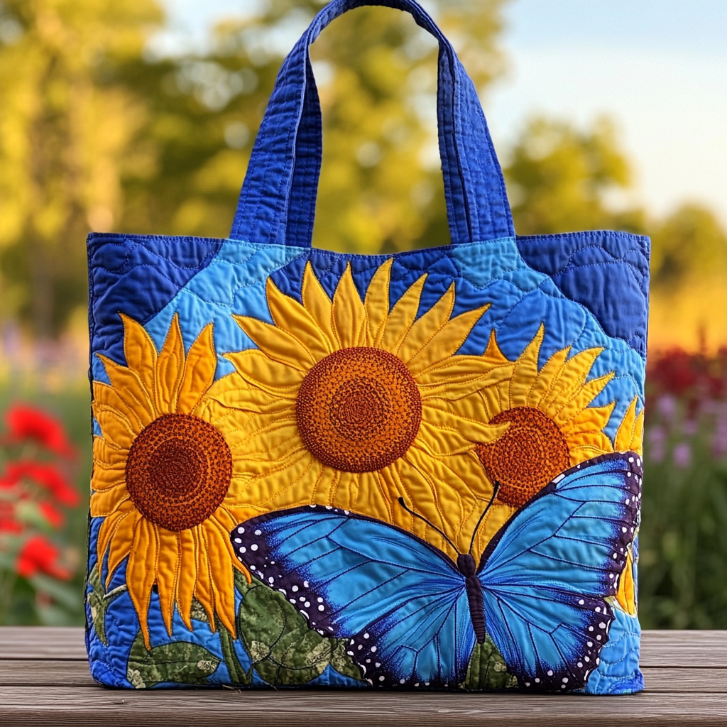 Mystic Butterfly Quilted Tote Bag Vintage Shoulder Bag Butterfly Gifts For Ladies