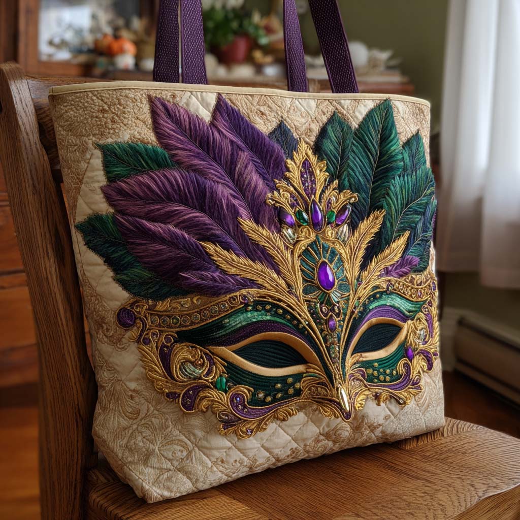 Mystic Masquerade Quilted Tote Bag Best Luxury Tote Mardi Gras King And Queen Gifts