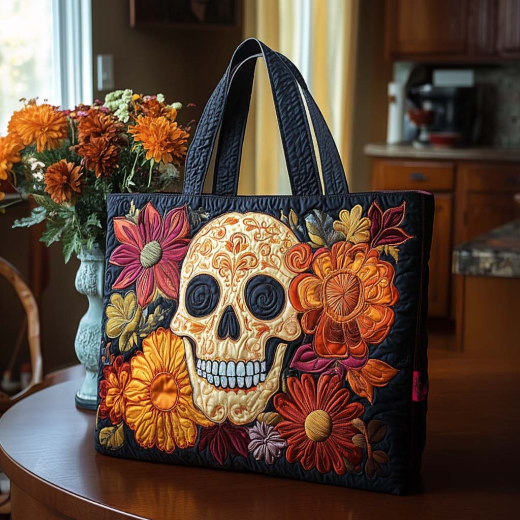 Mystic Skull Quilted Tote Bag Best Women's Shoulder Bags Skull Inspired Gifts