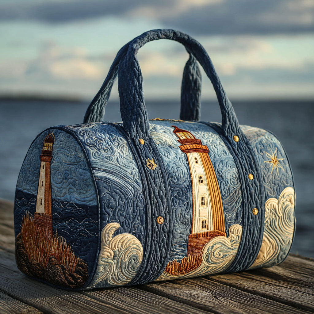 Mystic Tower Quilted Duffle Bag Womens Gym Duffle Bag Lighthouse Presents