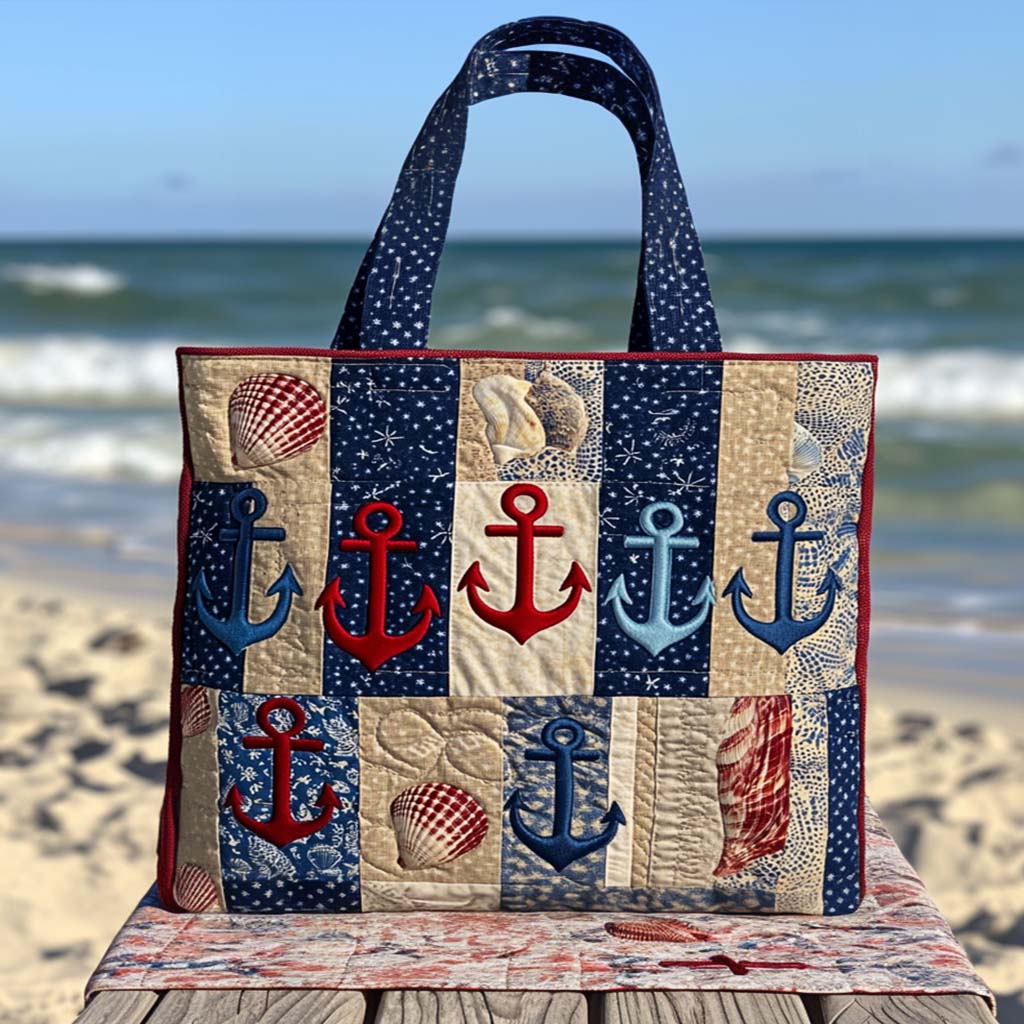 Nautical Rows Quilted Tote Bag Great Tote Bags Anchor Related Gifts