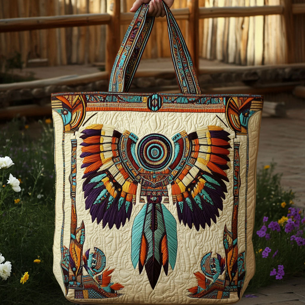 Nest of Feathers Quilted Tote Bag Shoulder Bag Native American Gift Items