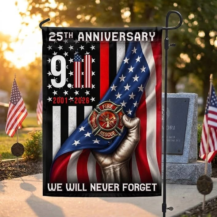 Never Forget 9 11 Flag 25 Years Of Unity And Courage US Flag Best Gift For Dad Home Decor