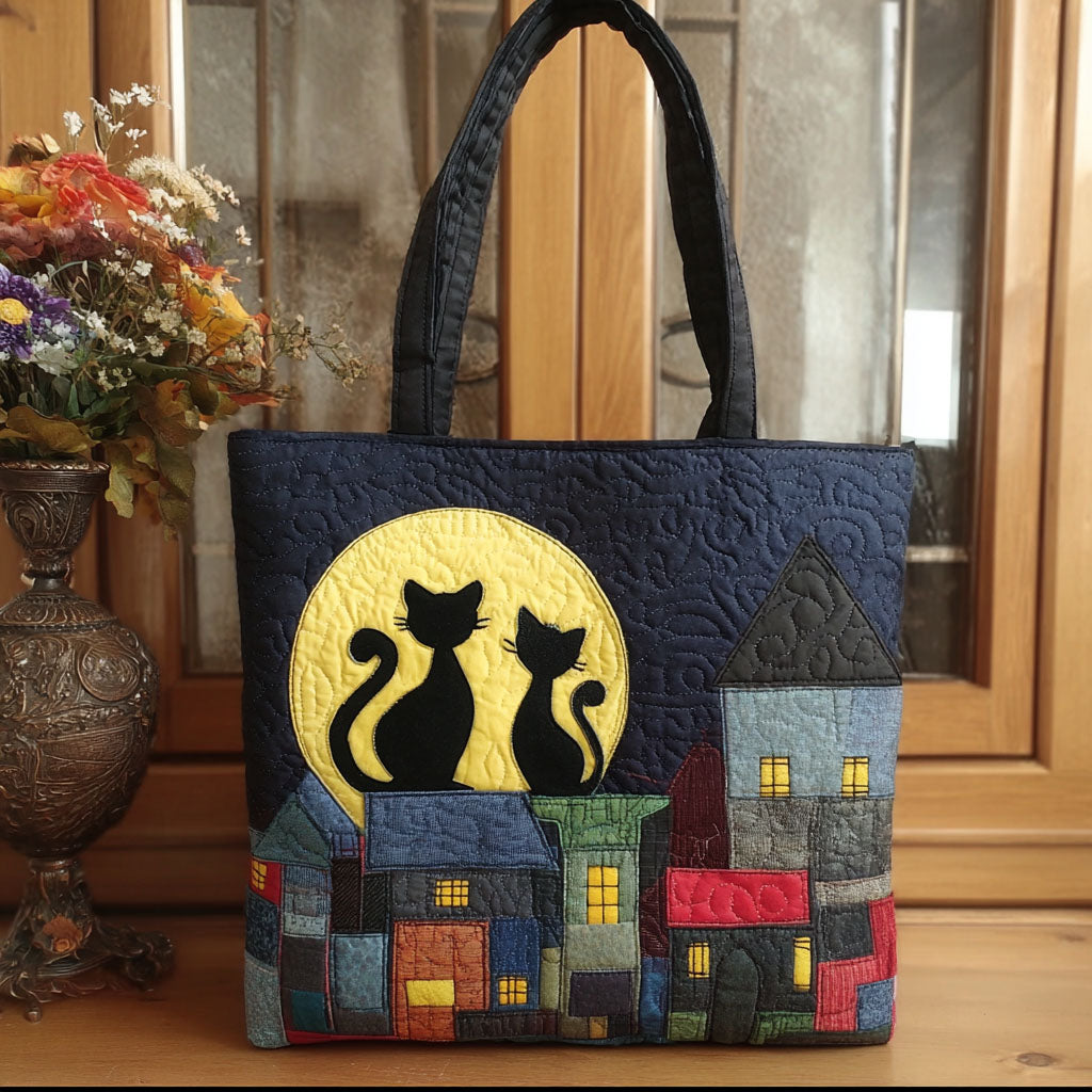 Nightfall Companion Quilted Tote Bag Top Design Tote Bag Black Cat Merchandise Gifts