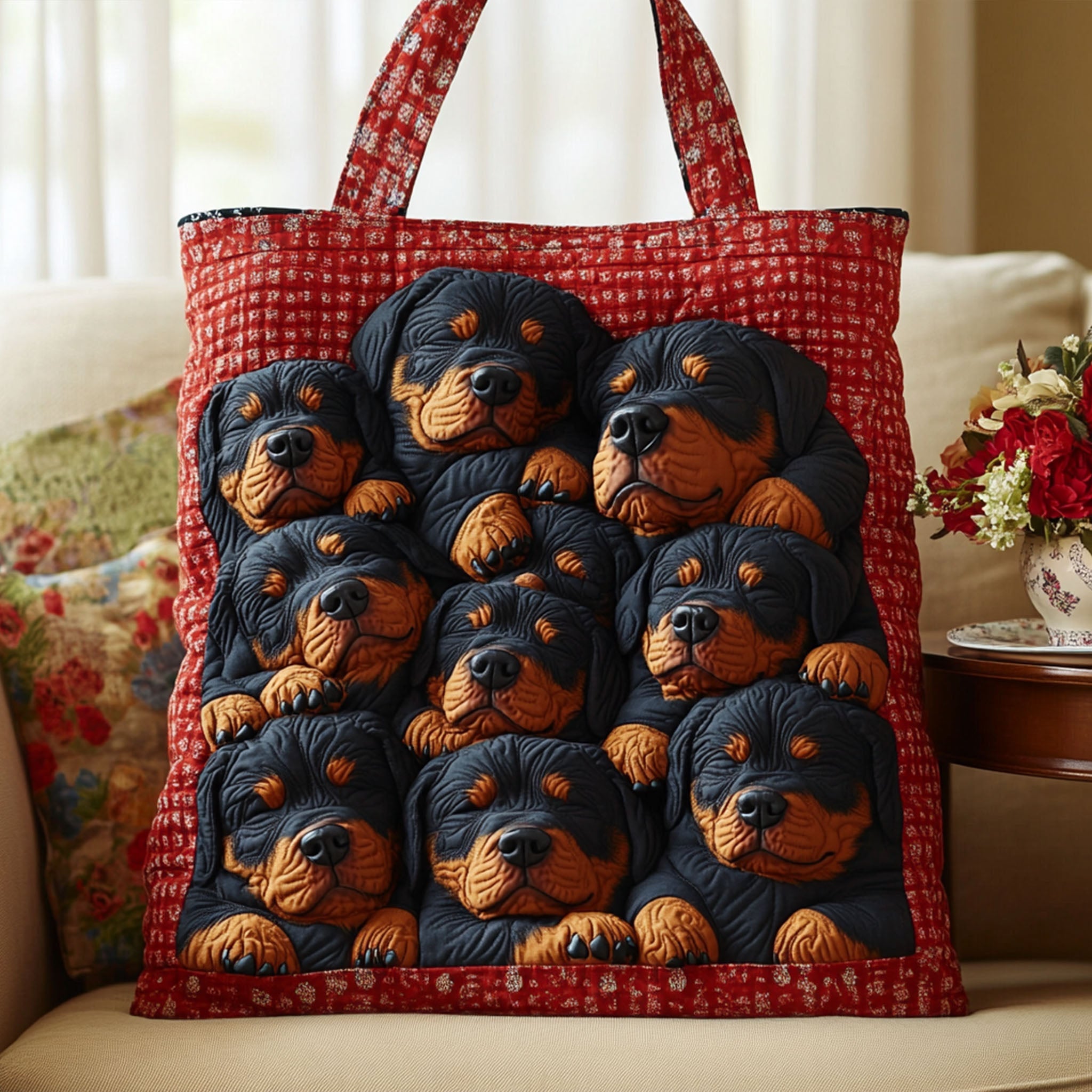 Noble Rottweiler Quilted Tote Bag Most Popular Tote Bags Gifts For Rottweiler Lovers