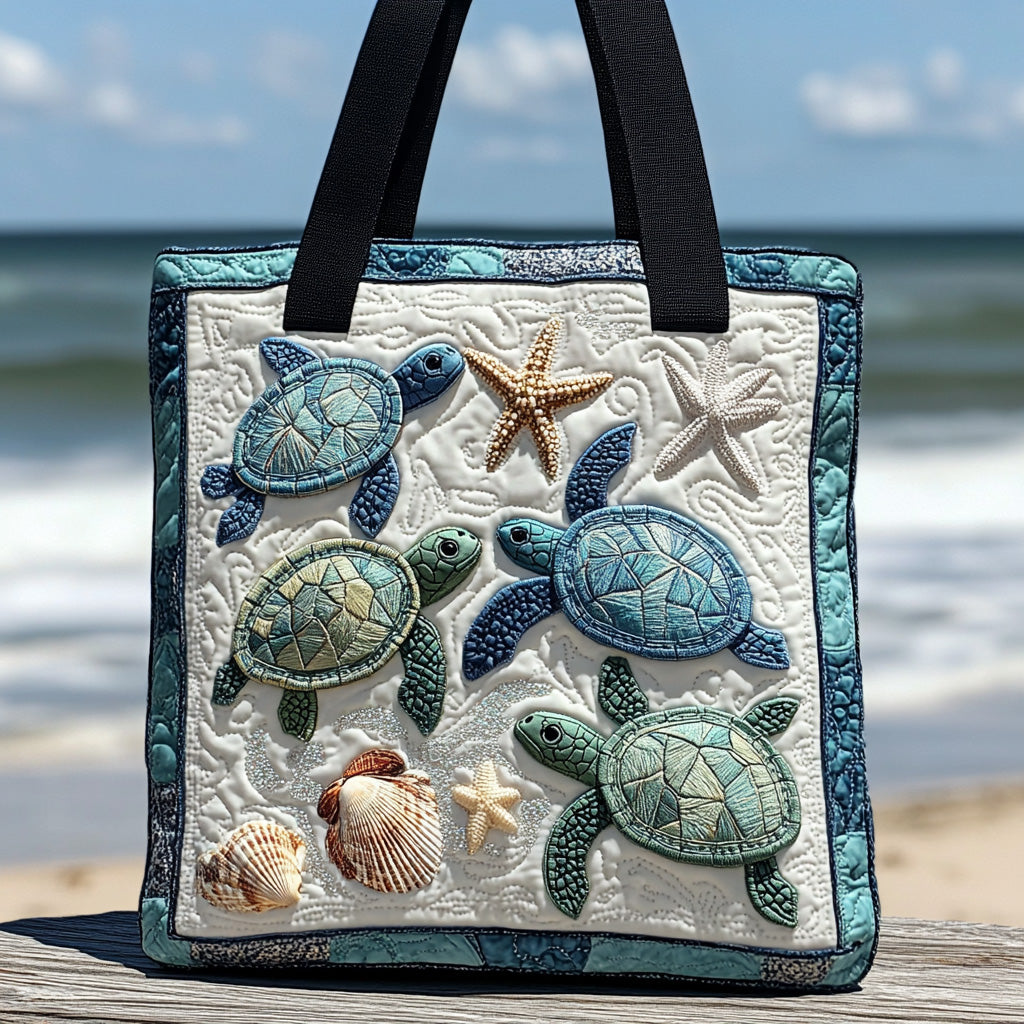 Ocean Drift Quilted Tote Bag Cute Tote Bags Sea Turtle Themed Gifts