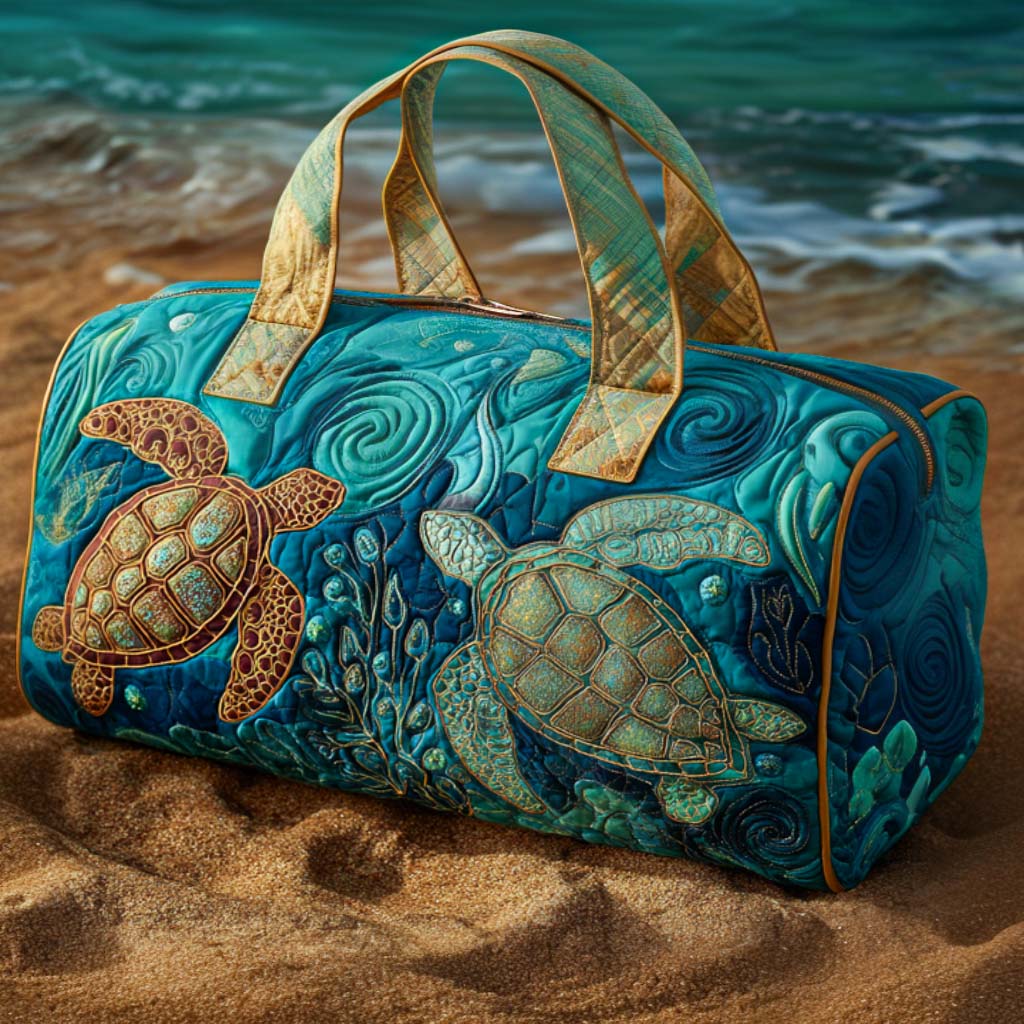 Ocean Duo Quilted Duffle Bag Nice Womens Duffle Bags Sea Turtle Gifts For Him