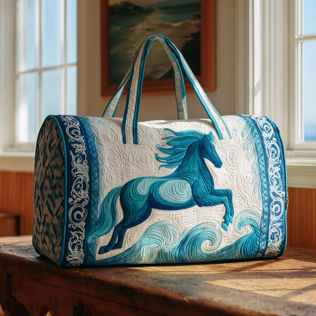 Ocean Horse Quilted Duffle Bag Gym Duffle Unique Birthday Gifts For Her