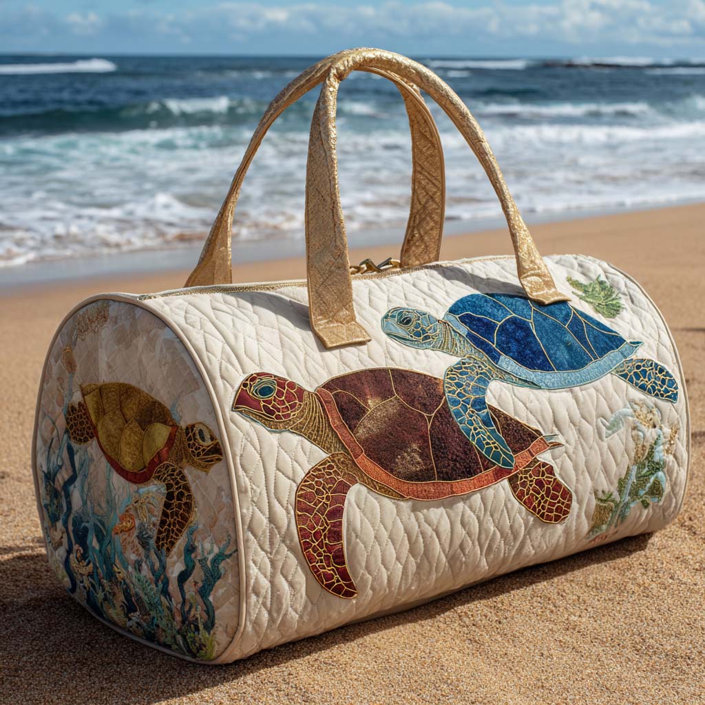 Ocean Trio Quilted Duffle Bag Cute Womens Duffle Bag Sea Turtle Stuff