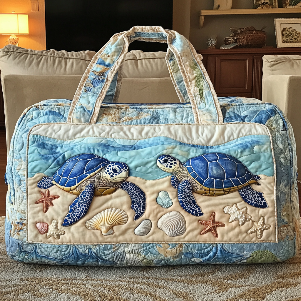 Ocean Turtle Quilted Duffle Bag Trendy Duffle Bags For Women Unique Sea Turtle Gifts