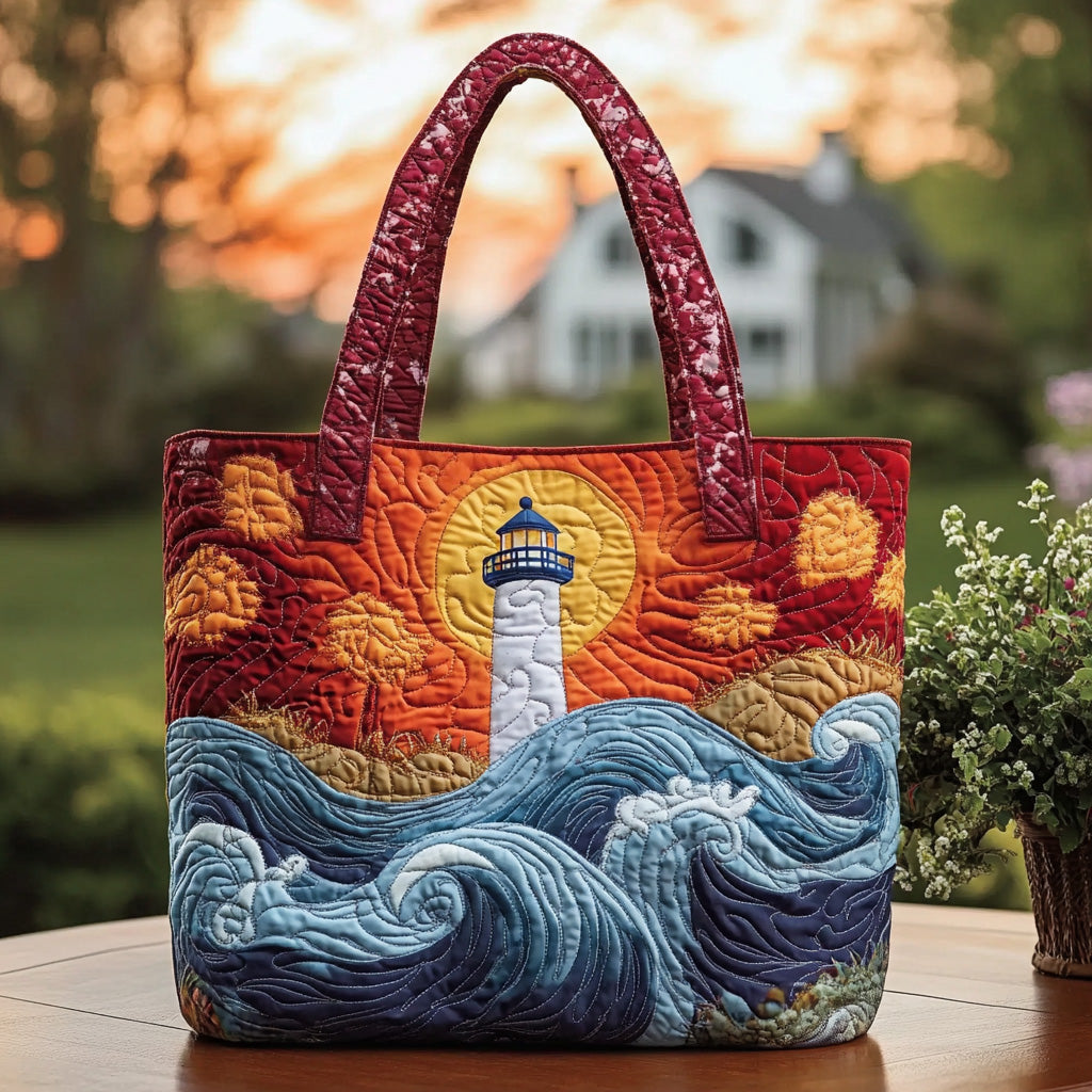 Ocean Watch Quilted Tote Bag Womens Handbag Lighthouse Gifts Items