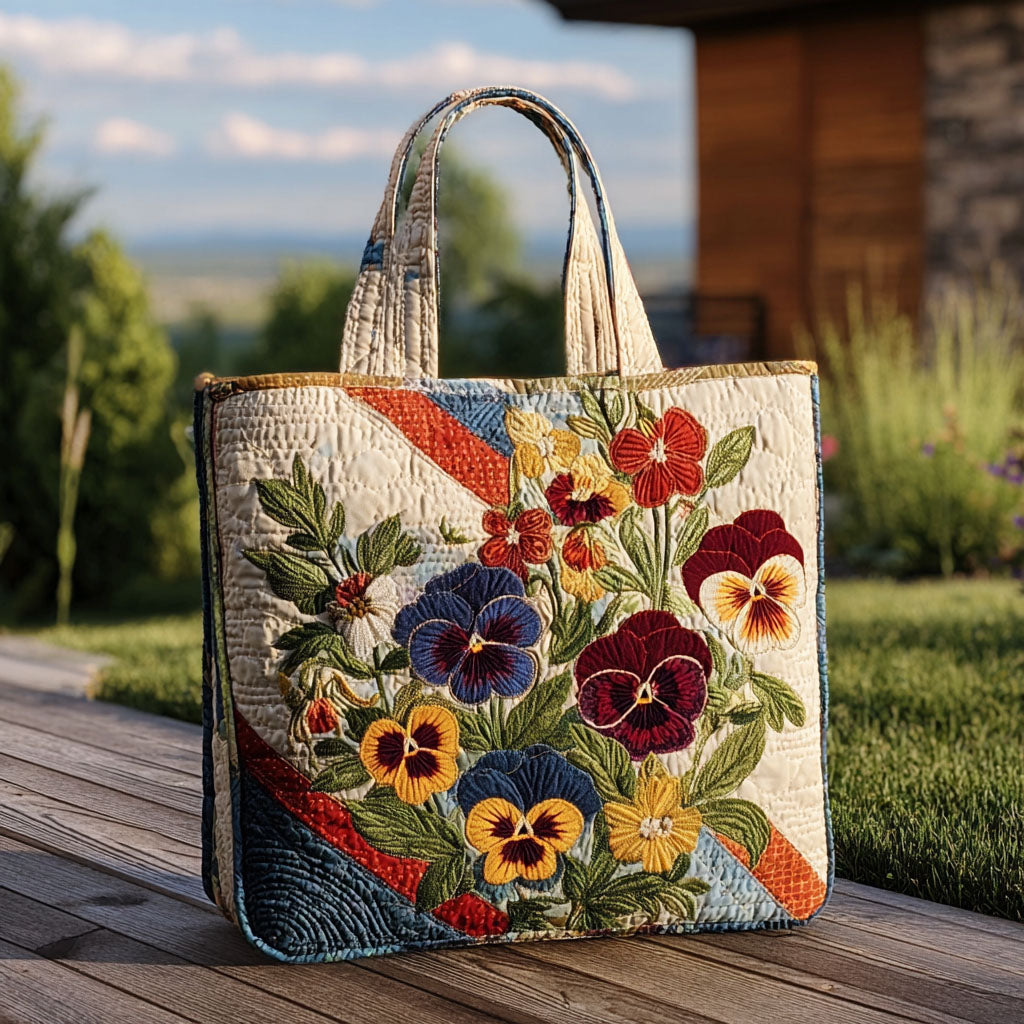 Pastel Pansy Patch Quilted Tote Bag Popular Totes Birthday Gifts For Mom From Son
