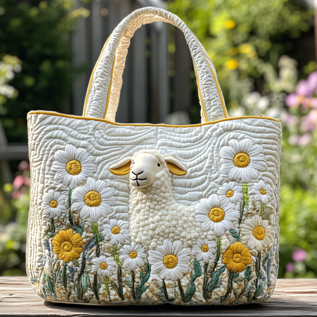 Pastel Sheep Quilted Tote Bag Everyday Tote Bag Cute Sheep Gifts