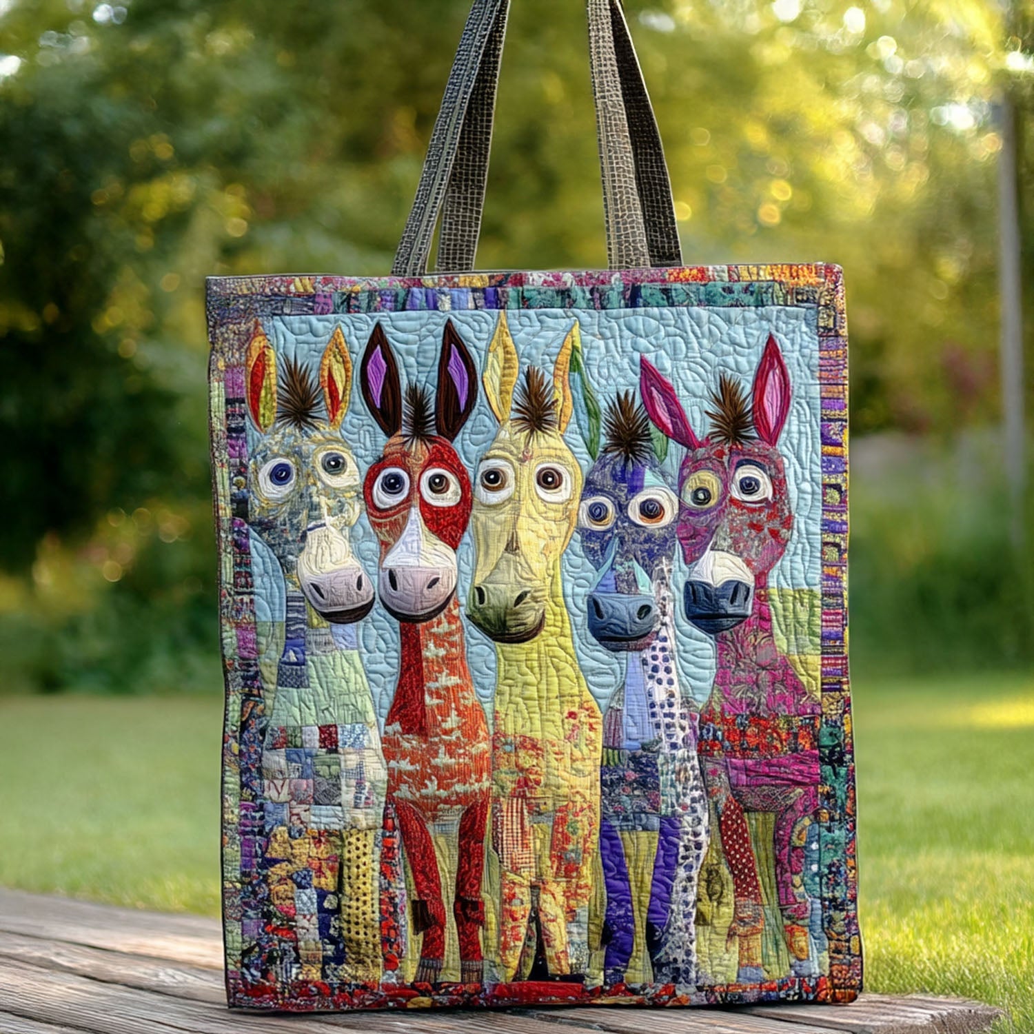 Patchwork Burros Quilted Tote Bag Best Shoulder Tote Bag Best Gifts For Farmers - Image 3