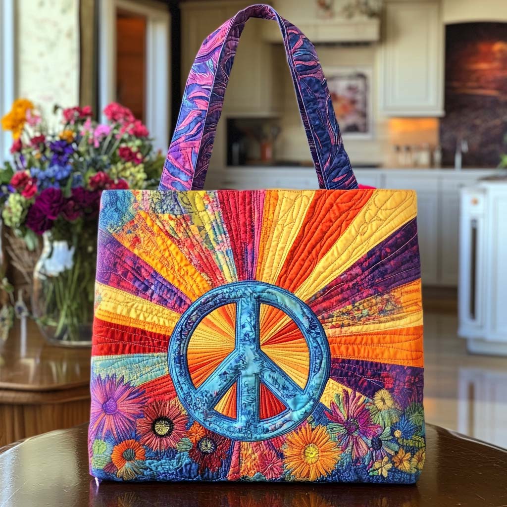 Patchwork Love Quilted Tote Bag Best Handbag For Everyday Use Gifts For The Hippie In Your Life
