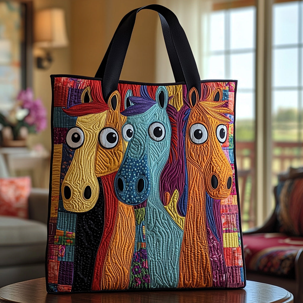 Patchwork Spirit Quilted Tote Bag Best Everyday Tote Bag Valentines Gifts For Horse Lovers