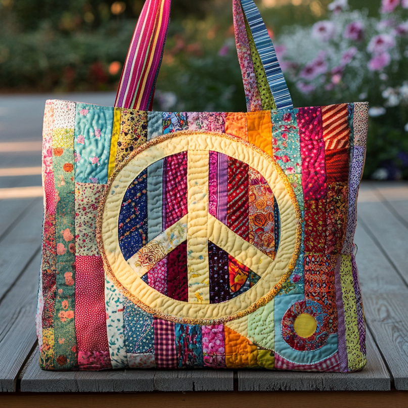 Path to Peace Quilted Tote Bag Shoulder Bag Sale Best Gifts For Hippie Friends