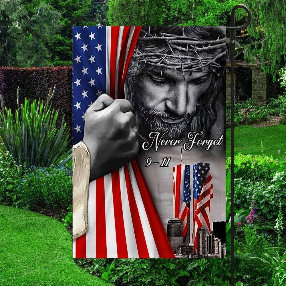 Patriot Day 911 Twin Tower Never Forget God Bless Jesus Flag 911 Flag Christian Gift Ideas