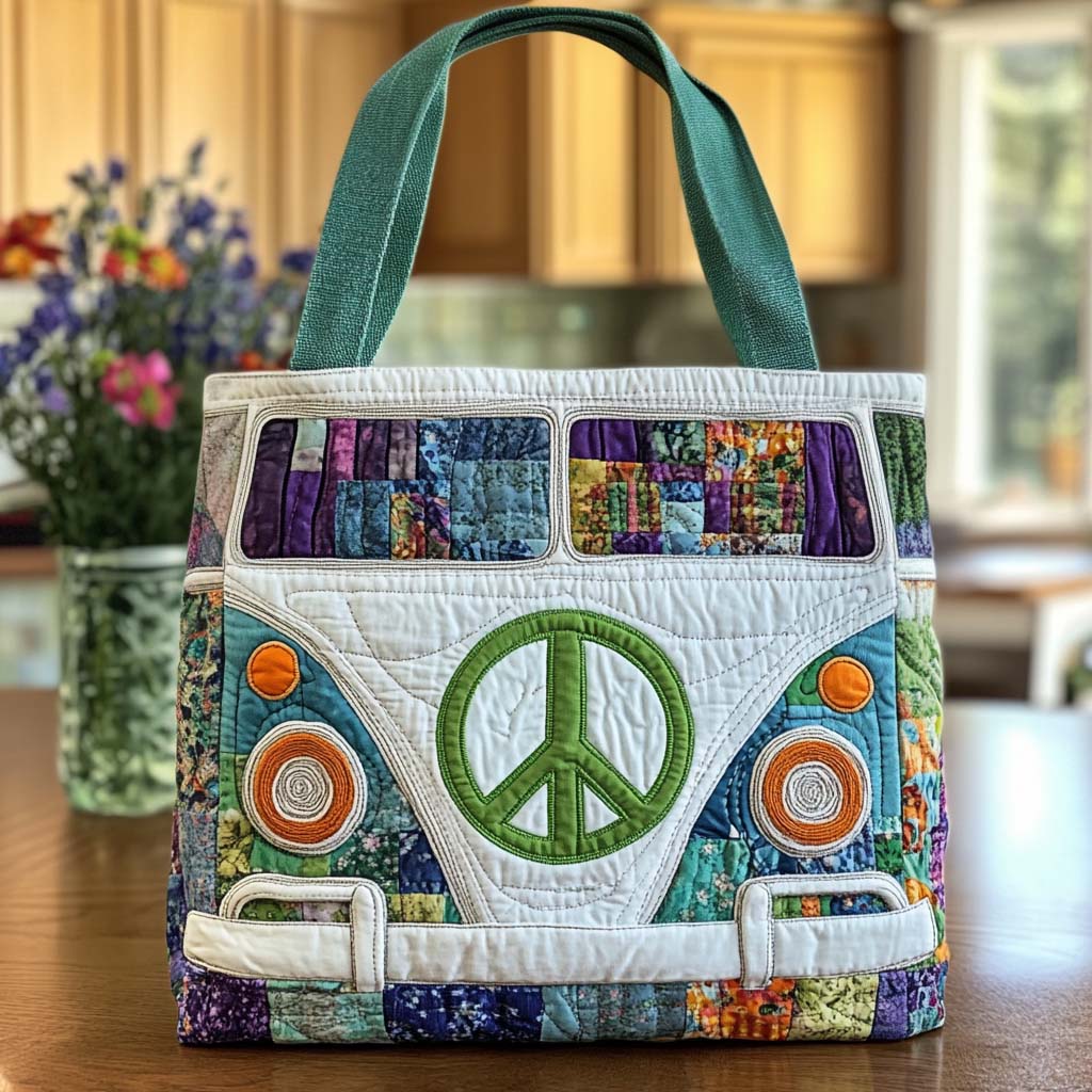 Peaceful Journey Quilted Tote Bag Everyday Tote Bag Gifts For Hippy Mom