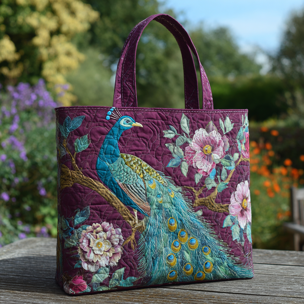 Peacock Charm Quilted Tote Bag Tote Bags For Women Beautiful Peacock Items