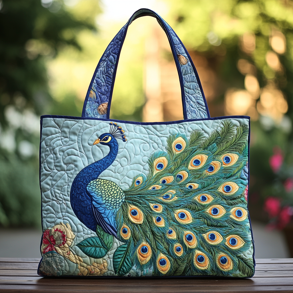 Peacock Dream Quilted Tote Bag Shoulder Bag Peacock Lovers Presents