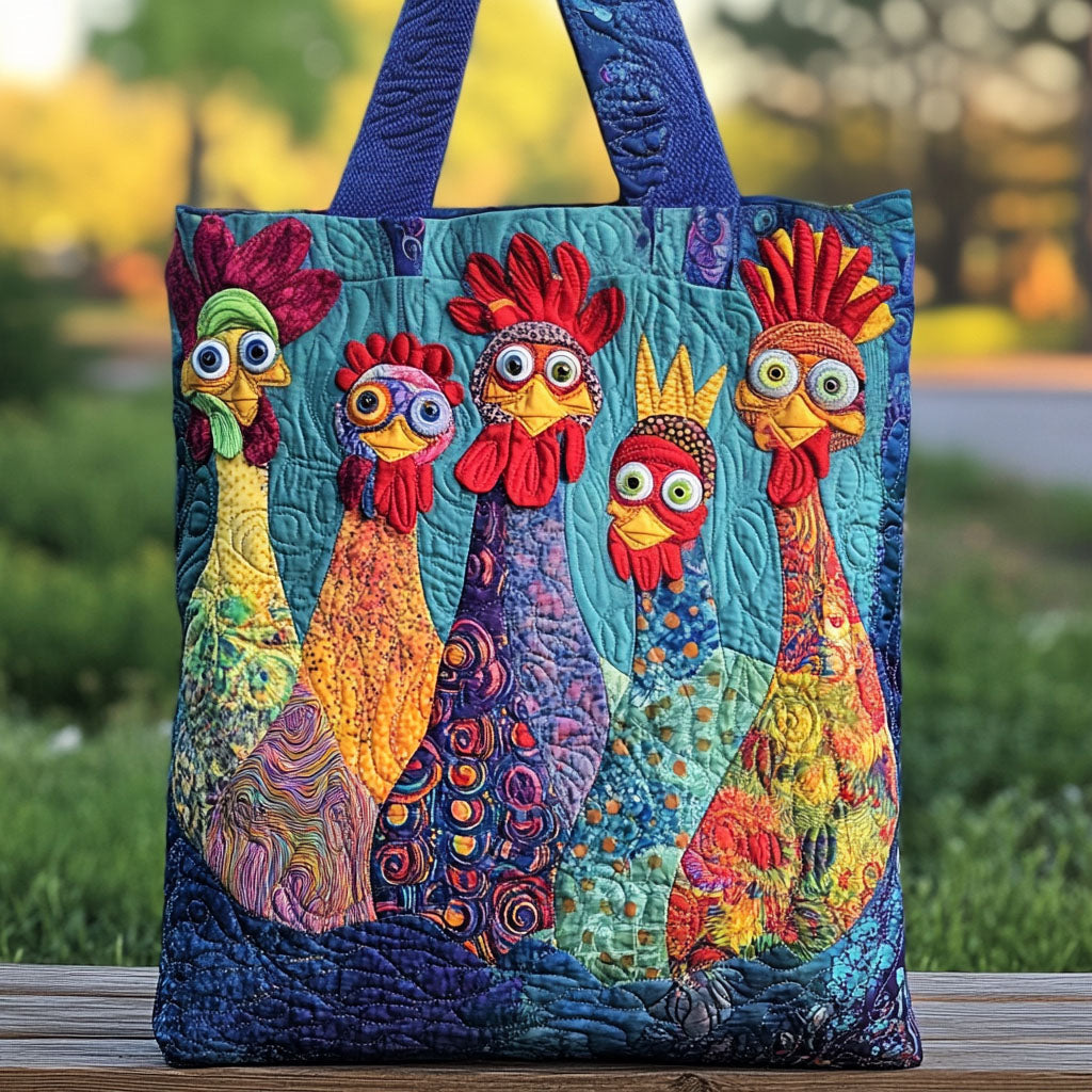 Pecking Paradise Quilted Tote Bag Best Bags For Women Presents For Chicken Lovers - Image 3