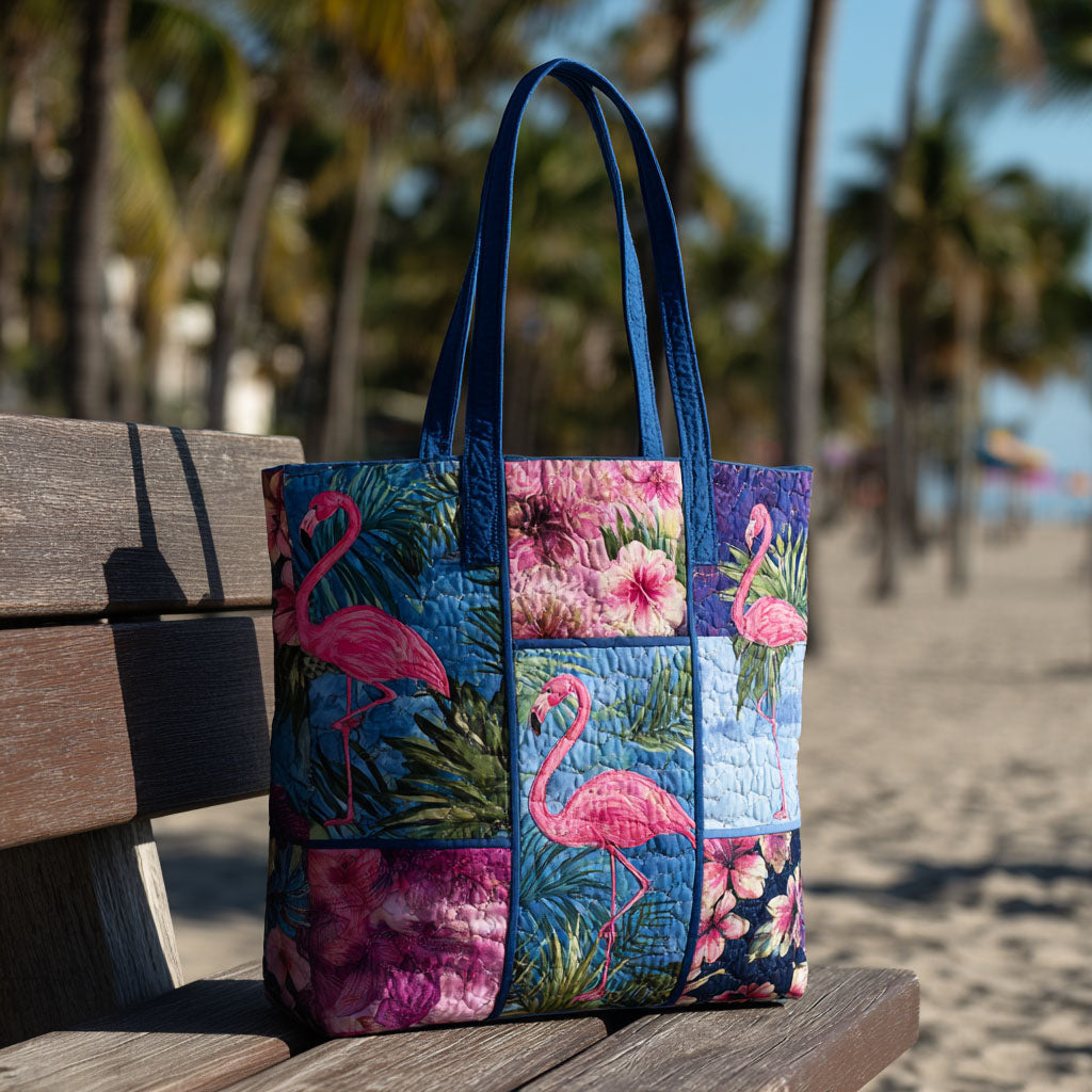 Pink Element Quilted Tote Bag Perfect Tote Bag Great Flamingo Themed Gifts