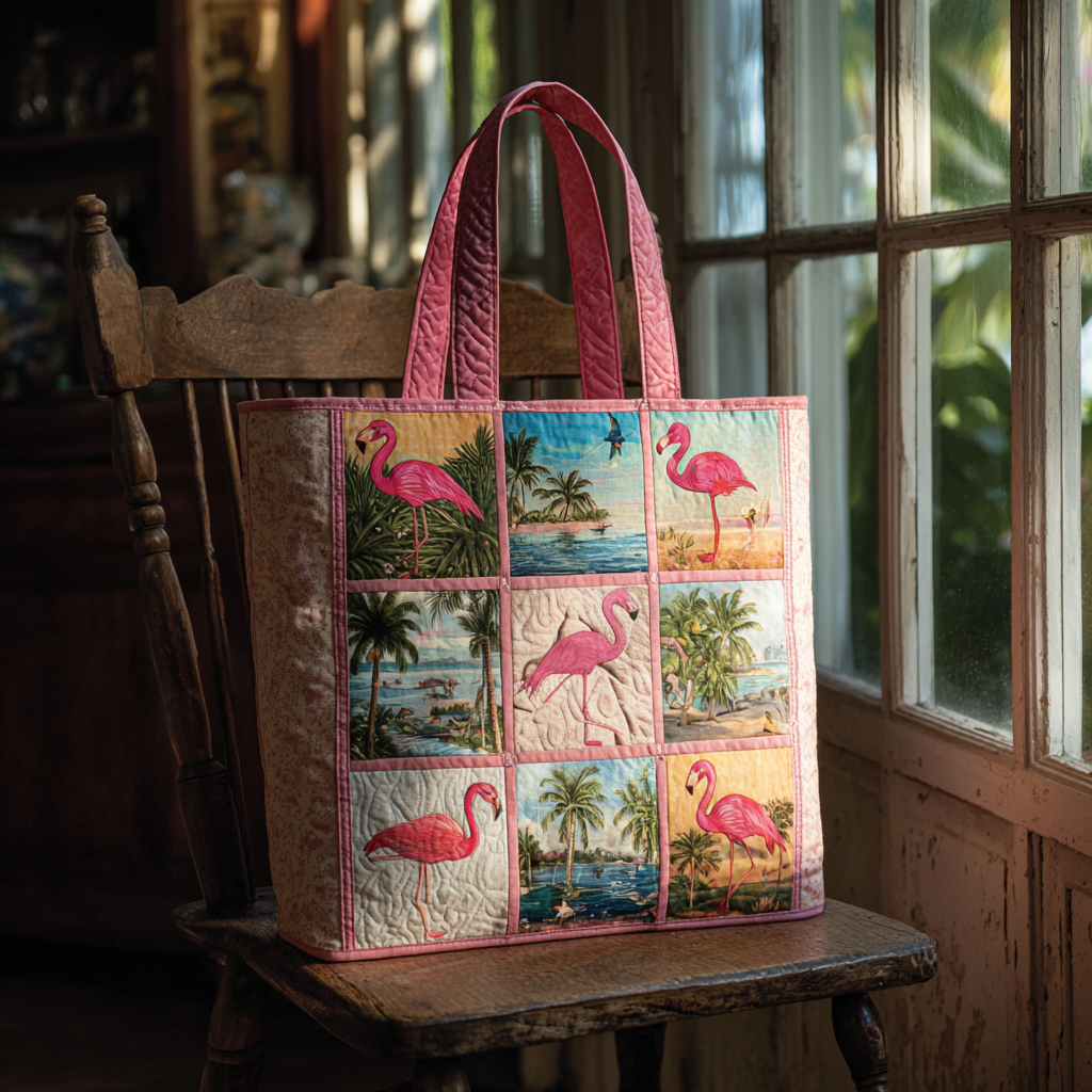 Pink Flamingo Quilted Tote Bag Most Popular Tote Bags Cool Gifts For Flamingo Lovers