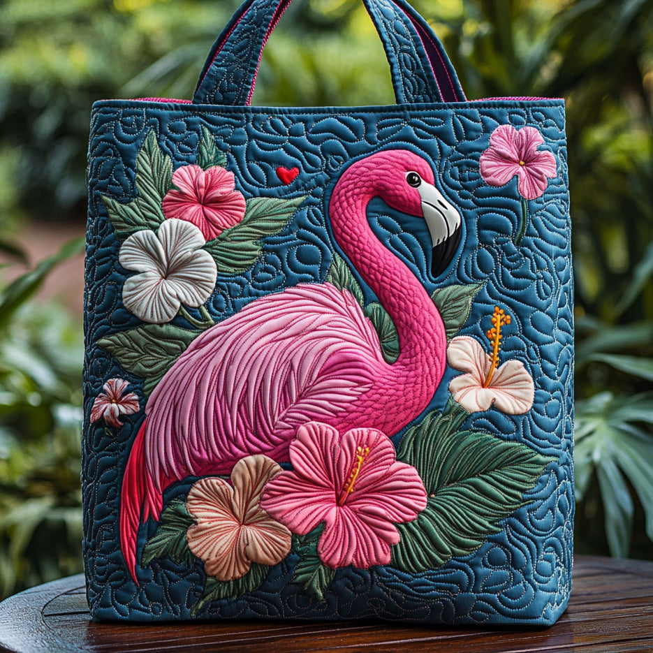 Pink Parade Quilted Tote Bag Best Shoulder Bag For Women Awesome Flamingo Gifts
